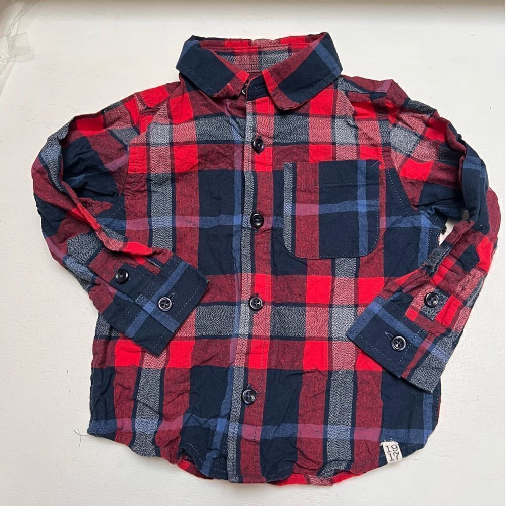 Sovereign Code Cotton Plaid Long Sleeve Shirt for Baby Boy 6-12 Months Old EUC
